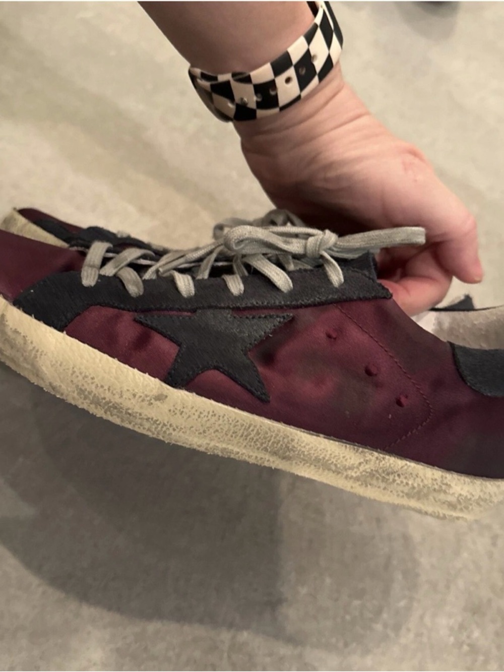 Golden Goose Burgundy And Black Low Top Sneakers Authentic Guaranteed EU39 8.5/9 - Picture 9 of 16